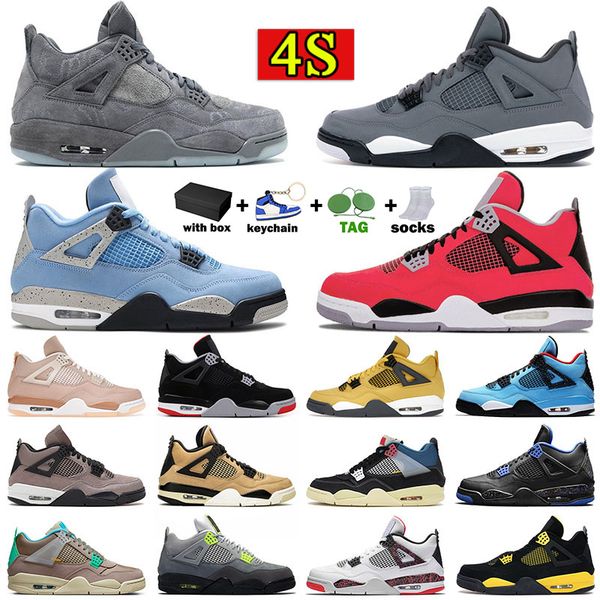 

[with box] jumpman 4 4s mens cool grey basketball shoes moda fur suede designer wild things womens winter sport sneaker university blue toro