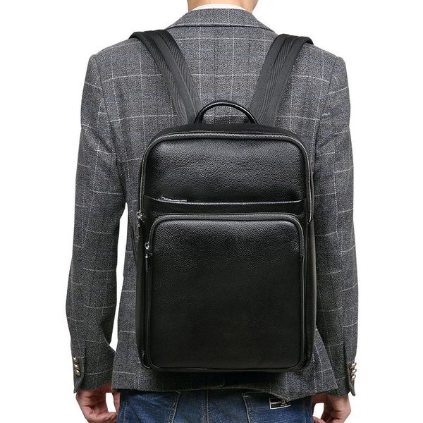 

backpack luxury 100% genuine leather bags men high end real back pack business travel cow mochilas
