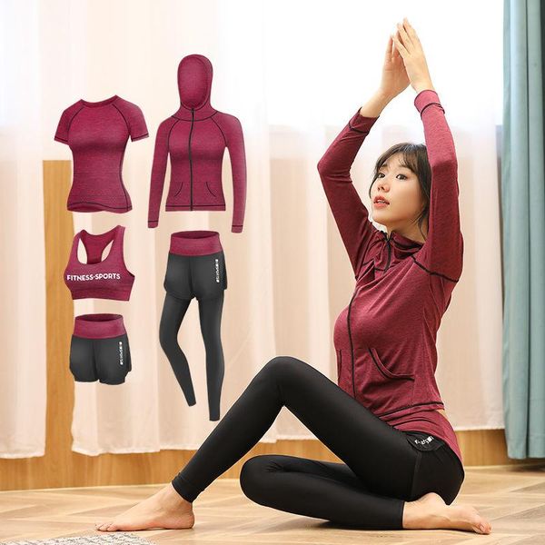 

yoga outfit two piece set women clothes women's high waist running sports red conjuntos de mujer ensemble femme