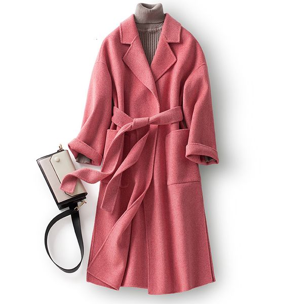 

women's wool & blends 100% coat autumn long korean style winter woman jacket elegant ladies s and jackets clothes wpy1433, Black