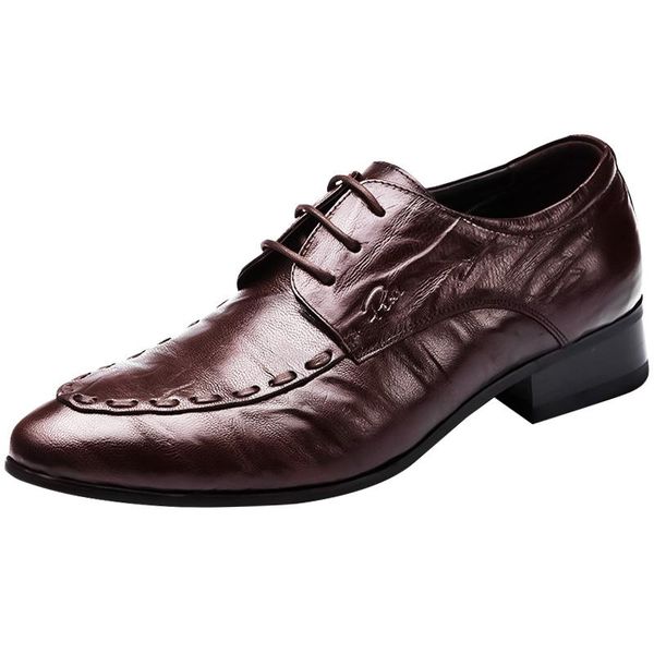 

dress shoes formal suit lace flat heel genuine leather fashion wedding party men, Black