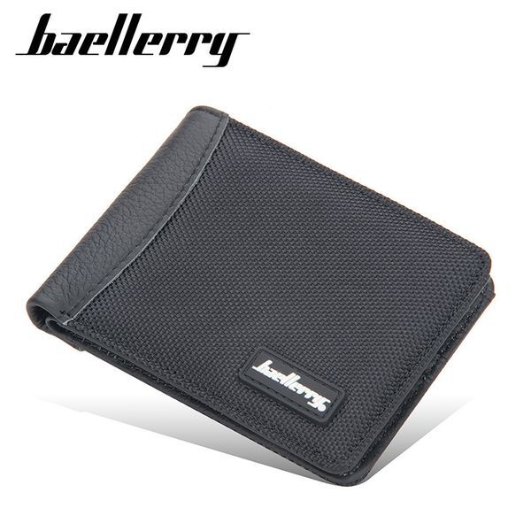 

baellerry men's wallet new multi card horizontal leather bag thin canvas zero wallet, Red;black