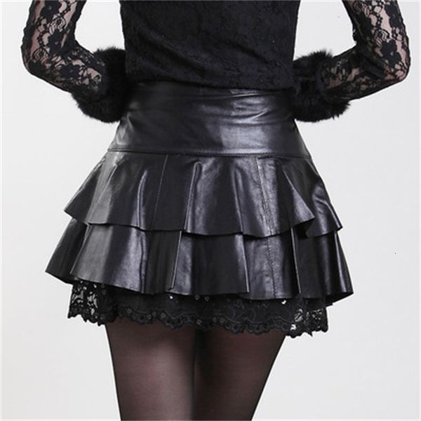

2021 new fashion royal sheep leather skirt o6 e09m, Black