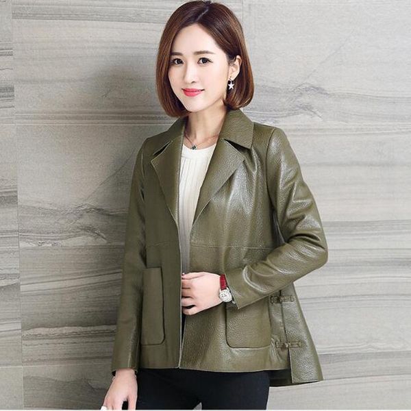 

women's leather & faux genuine jacket women spring autumn sheepskin coat korean vintage real jackets 2021 xu18ay-py1969 kj3426, Black