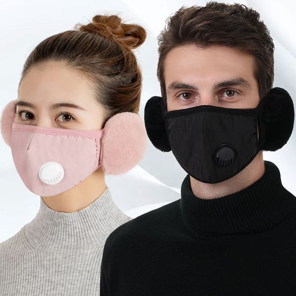 

winter keep warm with ear muffs face masks fashion breathing valve design cold breathable thicken outdoor cycling riding cotton mask