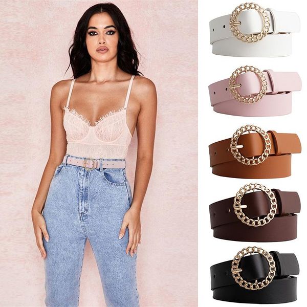 

belts pu leather ring belt for women gold color hollow buckle female strap brown black white ladies dress waist, Black;brown