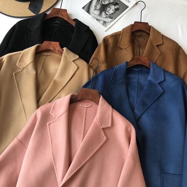 

women's wool & blends high level 2000 + cashmere double-sided tweed water ripple coat autumn and winter jl0703, Black