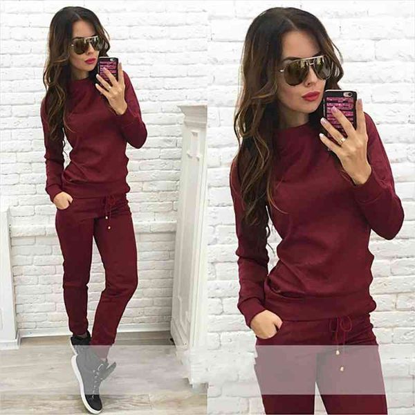 

solid tracksuit women two piece set autumn clothes long sleeve sweatshirt and pants sport jogger suit female leisure outfits, White