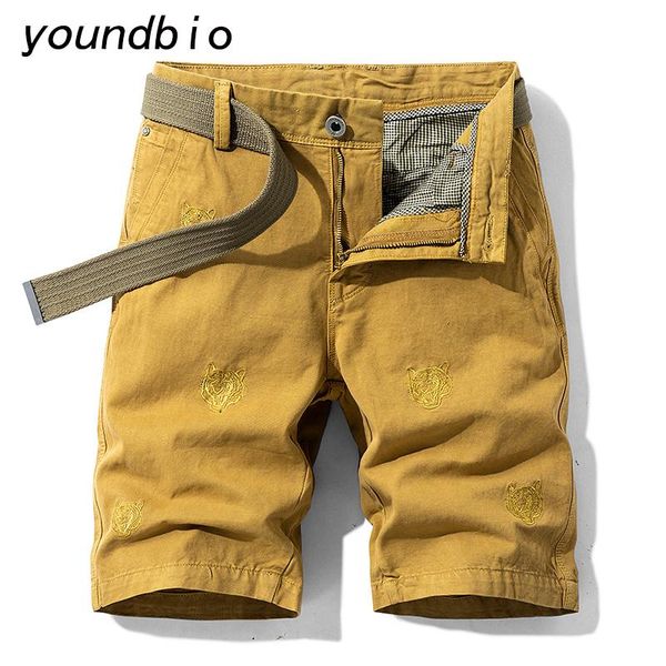 

men's shorts summer cotton cargo tactical men jogger military casual loose tiger printing, White;black