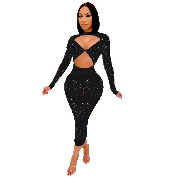 

bling print womens designer dresses hollow out irregular panelled womens bodycon dresses casual females clothing, Black;gray