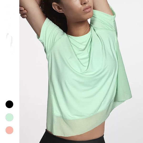 

yoga outfits clothes of training run t -shirt sports sleeves court women dry quick shirt patchwork fitness tees, White;red