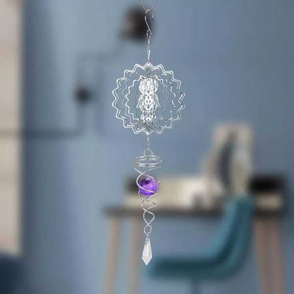 

3d silent rotating metal wind chime hollow wall hanging ornament decor 66cy