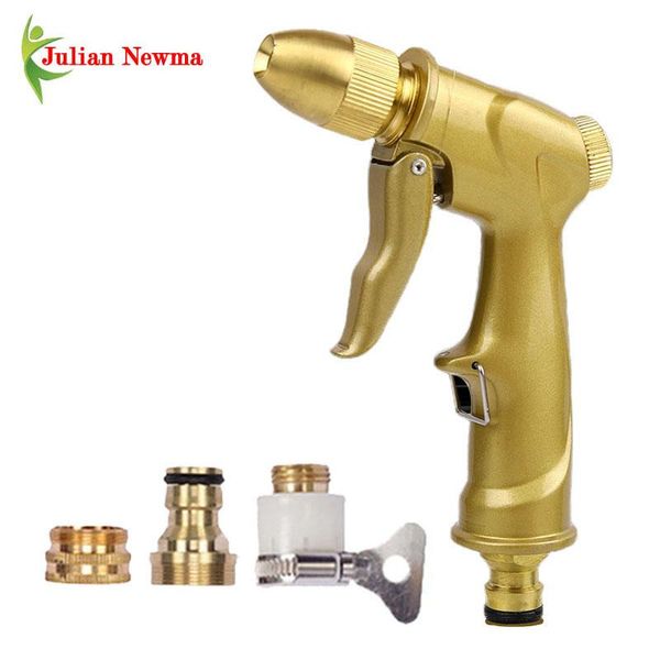 

new garden water gun high pressure car wash hose nozzle adjustable jardin sprayer metal irrigation set garden hose watering lawn