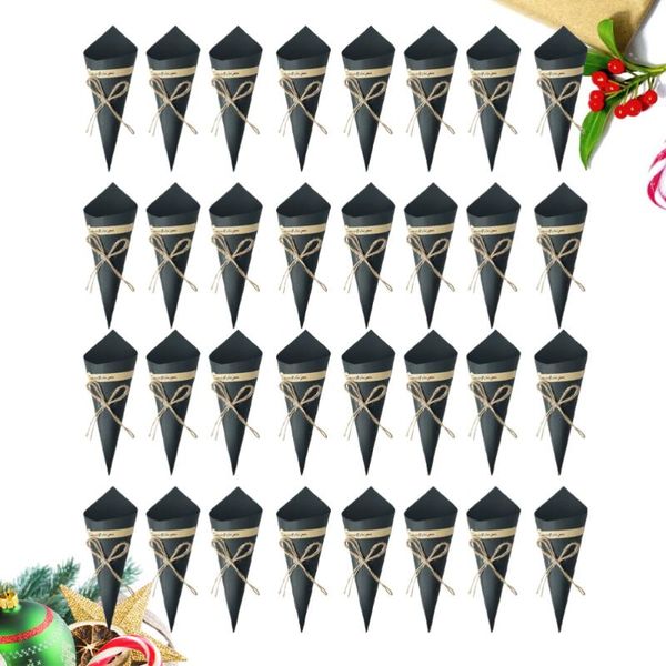 

100pcs diy kraft paper cones creative flower holder bouquet candy boxes wedding party gifts - black