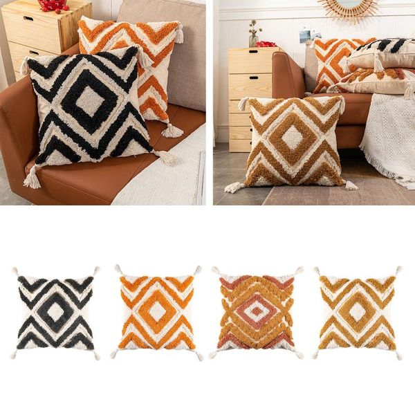 

other bath & toilet supplies boho sofa lumbar pillow cover, woven tufted decorative covers geometric pillowcase for couch bedroom living roo