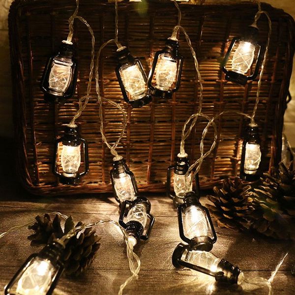 

retro vintage oil festoon lantern novelty string lights holiday party home bedroom decor lamp 10 / 20 bulbs battery powered