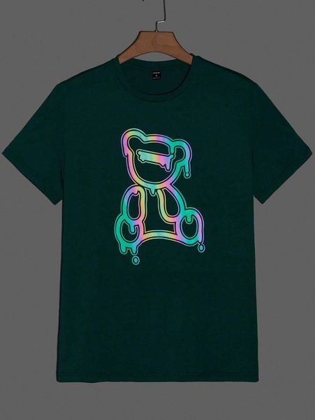 

men reflective bear print tee v2gq#, White;black