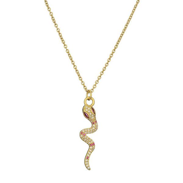

pendant necklaces red eye snake necklace for women girl + cz inlayed fashion female party jewelry gift, Silver