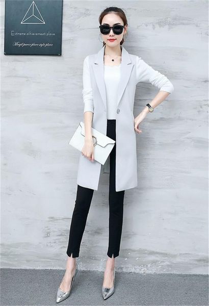 

women's vests women spring summer sleeveless vest jacket plus size turn-down collar coat waistcoat long solid suit, Black;white