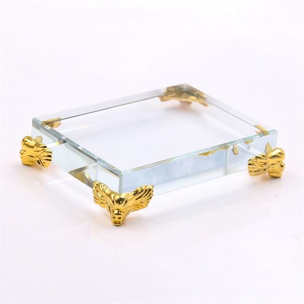 Rettangolo di cristallo Cubo di base Decorazioni artigianali Feng Shui Accessori per la decorazione della casa Regali moderni per espositori 211105