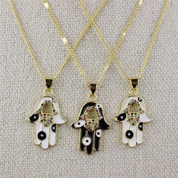 

pendant necklaces 18inch 10pcs/lot design cz/enamel necklace,palm shape cubic zircon component, plated chain necklace wholesale, Silver