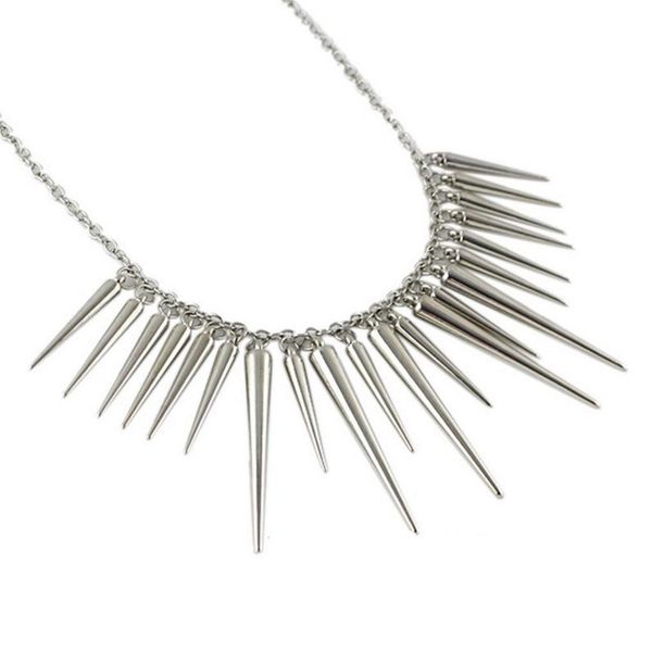

pendant necklaces punk style gold silver color metal rivet for women jewelry gifts