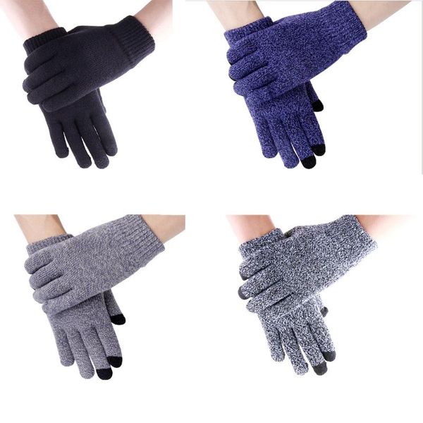 

fingerless gloves men women touch screen winter warm fleece lined thermal knitted, Blue;gray