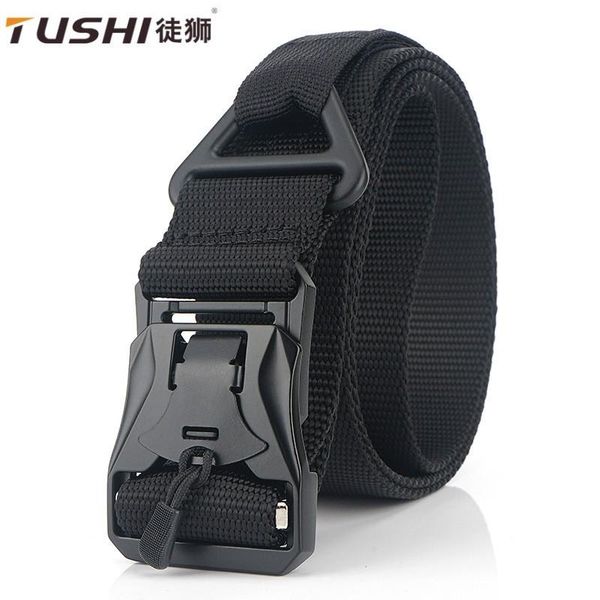 

belts 2021 sell leisure men canvas waistband outdoor tactical magnet buckle belt multifunctional nylon military training, Black;brown