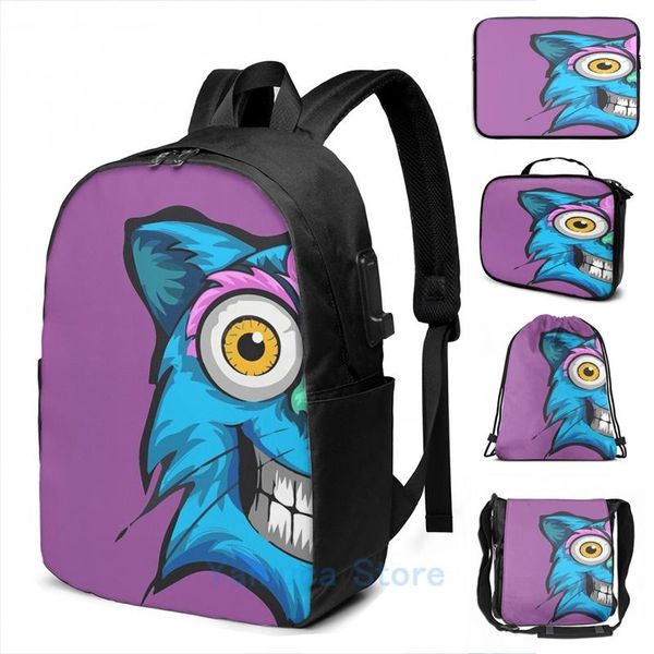 

backpack funny graphic print monster usb charge men school bags women bag travel laptop