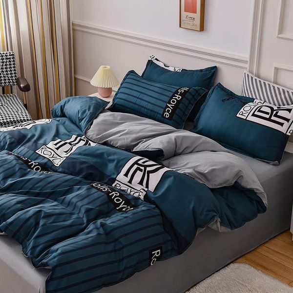 

4pcs geometric bedding set cute cartoon kids polyester bedding home textile flat sheets duvet cover pillow cover