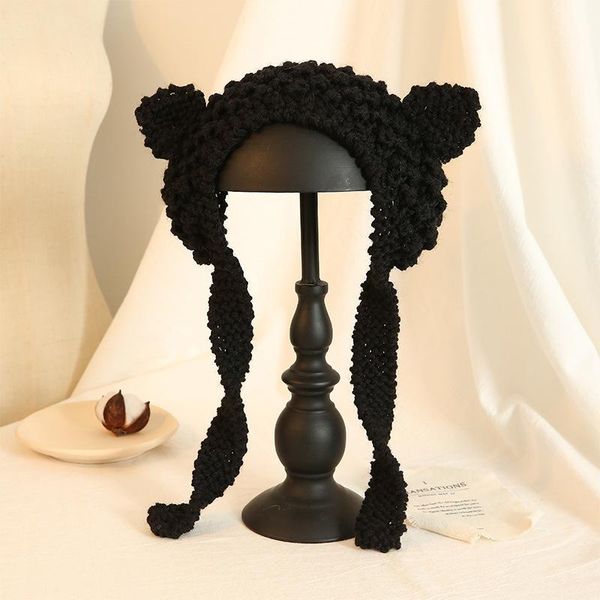 

beanie/skull caps japanese style cute cat bob women's knitted hat winter earmuffs ear cap keep warm korean version black wool fashion, Blue;gray