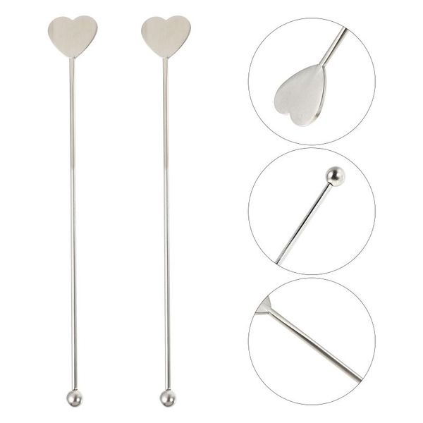 

Forks 2Pcs Stainless Steel Pretty Swizzle Sticks Creative Cocktail Drink Stirrers