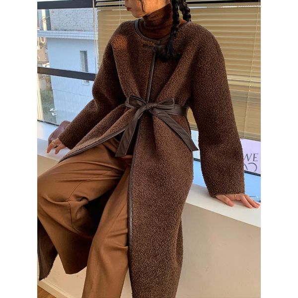 

women's fur & faux coat teddy bear women alpaca wool loose coats winter warm thicken classic, Black