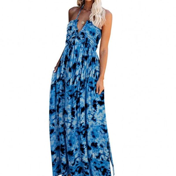 

casual dresses fashionable loose v-neck dress slimming party summer with dashiki print backless high-waisted, Black;gray