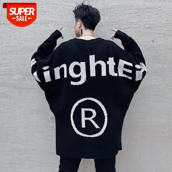

new back letters embroidery knit street stylish men's hip hop casual pullovers sweaters male fashion loose full sleeve sweaters #ic0f, White;black