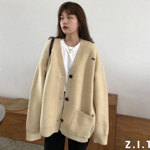 

women's sweaters autumn winter sweater women man loose outwear cardigan casual jacket thick warm chic knitted long coat female solid, White;black