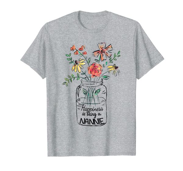 

happiness is being nannie flower tshirt, White;black