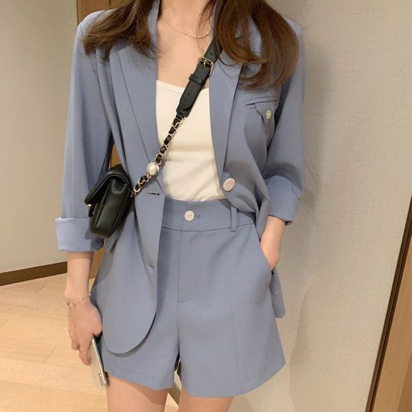 

women's tracksuits womens clothing loose 2 piece set women coat and shorts pants korean-style suit two 920h, Gray