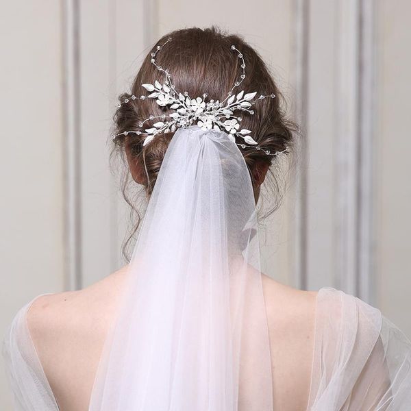 

other silver color metal flower hair comb headband bridal tiara accessories for women ornament jewelry headpiece, Golden;white