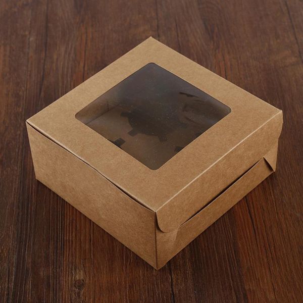 

4 cavities kraft paper cupcake box dessert containers bakery cake carriers for home dessert shop