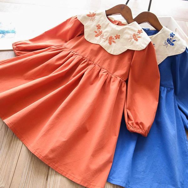

girl's dresses embroidered dress girls children's wear wholesale, Red;yellow