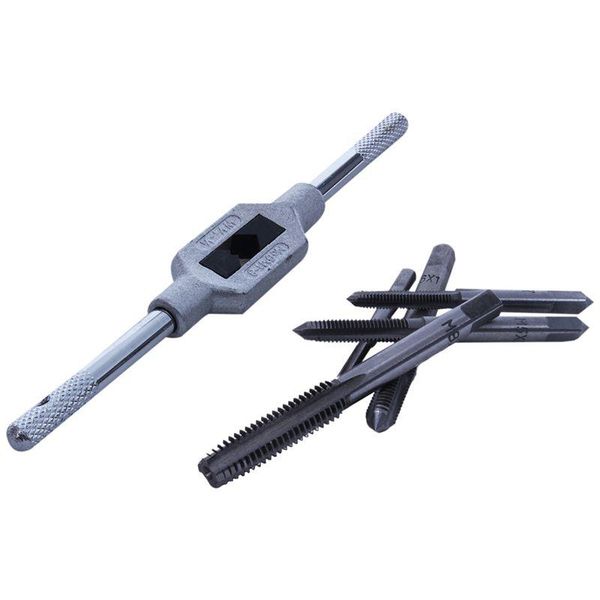 

hand tools 6pcs screw thread metric plug tap set m3-m8 with adjustable wrench