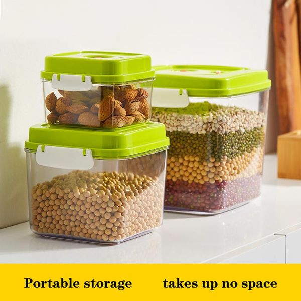 

storage bottles & jars 3pcs/set large capacity vacuum box square plastic containers fresh keeping kitchen for