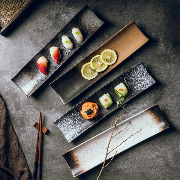 

dishes & plates tableware-supplies sushi-plate rectangular japanese black creative restaurant simple