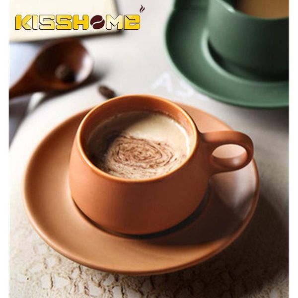 

130ml simple coffee cup ceramic espresso coffee cup and saucer set small
