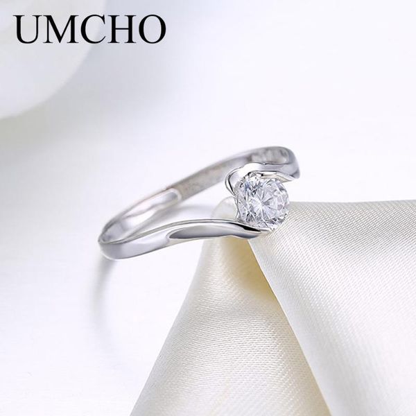 

cluster rings umcho elegant ring real 925 sterling silver jewelry cubic zircon for women female daily wedding anniversary fine, Golden;silver