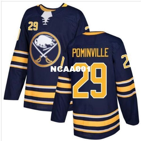 

real 001 real full embroidery 2017 new brand buffalo sabres 29 jason pominville hockey jersey or custom any name or number hockey jersey, Black