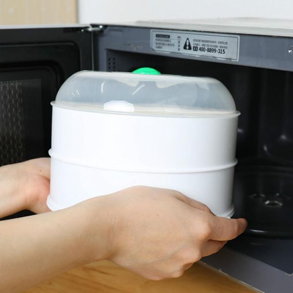 

storage bottles & jars modern creative simple plastic steaming plat with lid microwave oven bowl using rice steamed dish dumpling heating bo