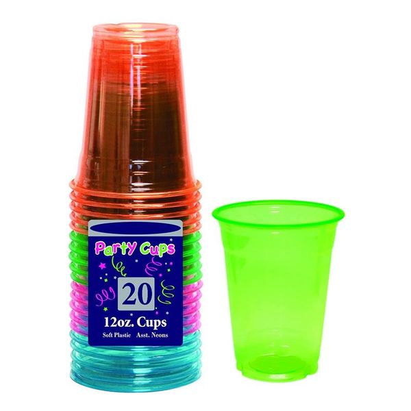 

disposable dinnerware 12-ounce 20/40/80pcs party soft plastic cups/tumblers,disposable neon cups for health household supplies
