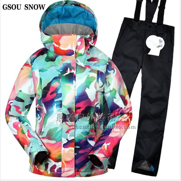 

gsou snow children's skiing suit boys or girls skiing jacket + pant snowboarding suit for boys and girls winter outdoor snow